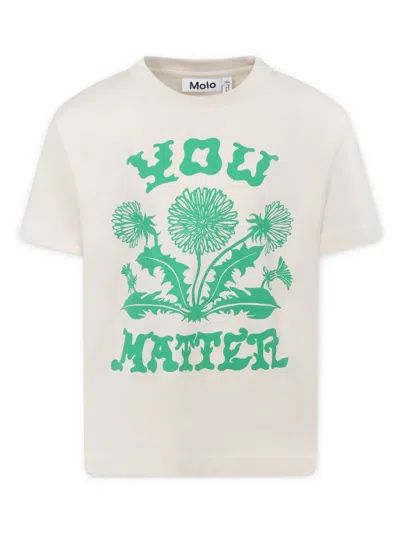 Molo Kids' Graphic-print T-shirt In Neutrals