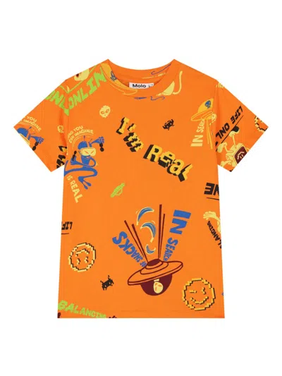 Molo Kids' Graphic-print T-shirt In Orange