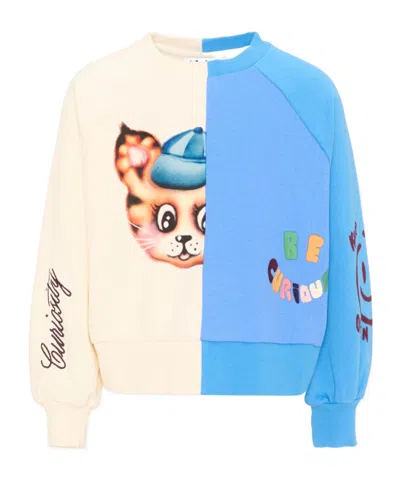 Molo Kids' Graphic-print Panelled Sweater In Blue