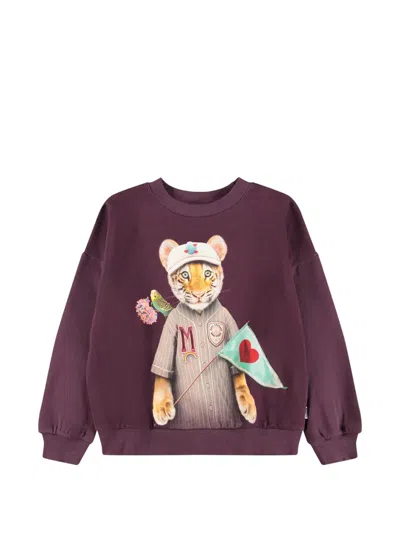 Molo Kids' Graphic-print Sweatshirt In Brown