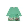 Molo Green Dress For Baby Girl With Rabbit In Green