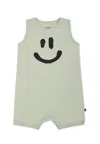 Molo Green Romper For Babykids With Smiley In Green