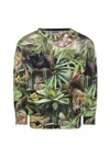 Molo Green Sweatshirt For Boy With Jungle Animal In Green