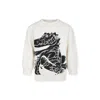 Molo Green Sweatshirt For Boy With Skater In Ivory
