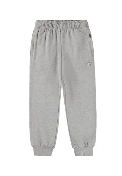 Molo Kids' Grey Trousers For Boy With Embroidery In Gray