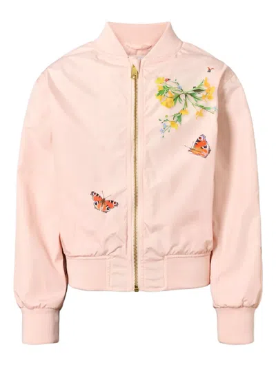 Molo Kids' Haliva Horse-butterfly Bomber Jacket In Pink