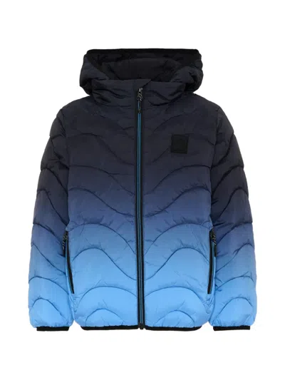 Molo Kids' Hao Gradient Wave-quilted Jacket In Blue