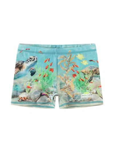 Molo Kids' Happy Ocean-print Swim Trunks