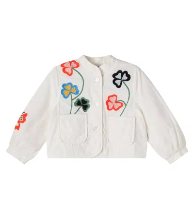 Molo Kids' Harlow Embroidered Cotton Jacket In White
