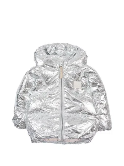 Molo Babies' Harpo Metallic Hooded Jacket In Silver