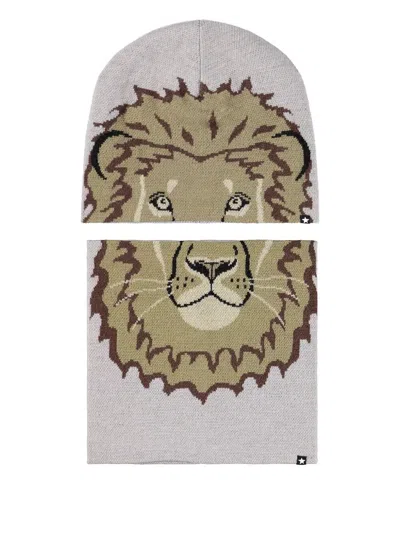 Molo Kids' Hat Lion Face "kleo" In Gray