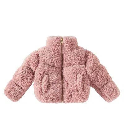 Molo Kids' Havi Faux Shearling Jacket In Petal Blush