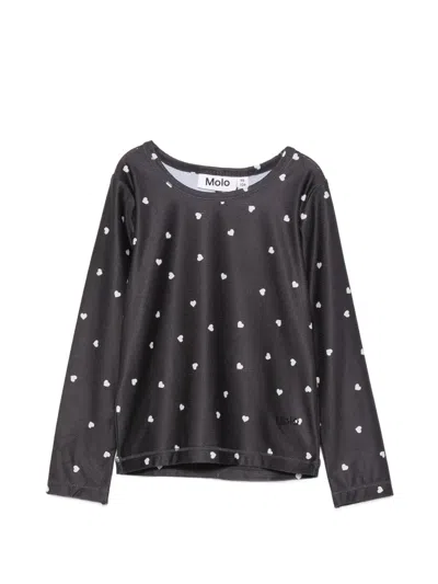 Molo Heart-print Long-sleeve Top In Black