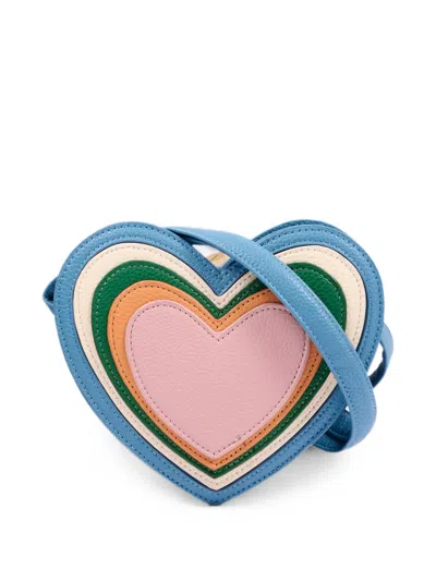 Molo Kids' Heart-shape Grained-effect Shoulder Bag In Blue