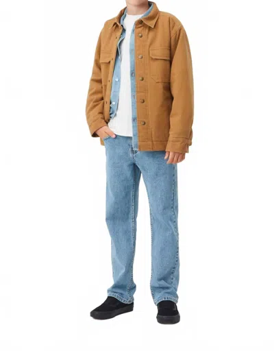 Molo Kids' Henley Canvas Workman Style Jacket In Sandstone In Brown