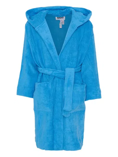 Molo Kids' Hooded Belted Robe In Blue