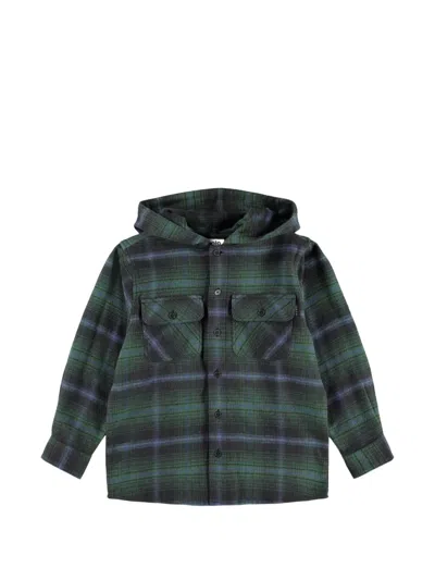 Molo Kids' Hooded Checked Shirt In Multi