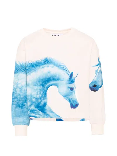 Molo Kids' Horse-print Long-sleeve T-shirt In Multi