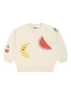 Molo Ivory Cardigan For Babykids With Fruits In Neutrals