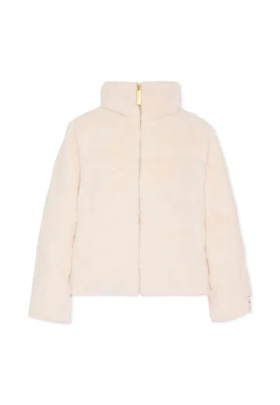 Molo Kids' Ivory Down Jacket For Girl With Patch In White