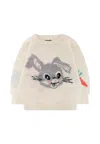 Molo Ivory Sweater For Baby Girl With Rabbit In White
