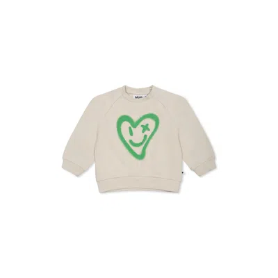 Molo Ivory Sweatshirt For Baby Girl With Heart