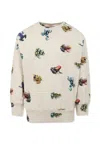 Molo Ivory Sweatshirt For Boy With Frog In Ivory
