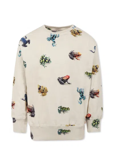 Molo Kids' Ivory Sweatshirt For Boy With Frog