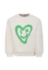 Molo Ivory Sweatshirt For Girl With Heart In Ivory