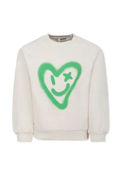 Molo Kids' Ivory Sweatshirt For Girl With Heart