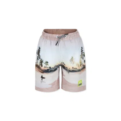 Molo Kids' Ivory Swim Shorts For Boy With Palm Tree