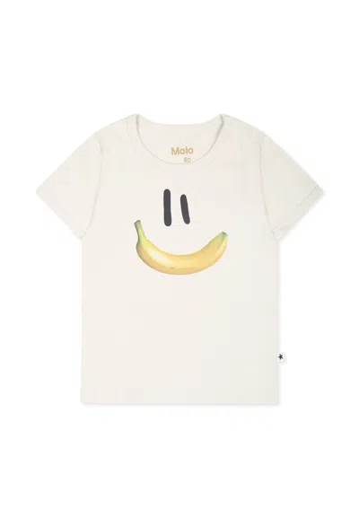 Molo Ivory T-shirt For Babykids With Smiley And Banana