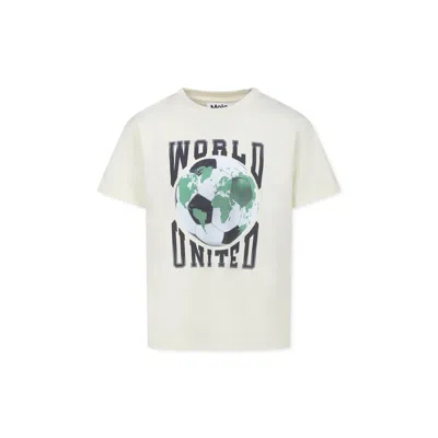 Molo Kids' Ivory T-shirt For Boy With Football Print