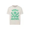 Molo Ivory T-shirt For Girl With Flower Print In Ivory