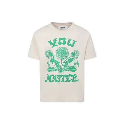 Molo Kids' Ivory T-shirt For Girl With Flower Print