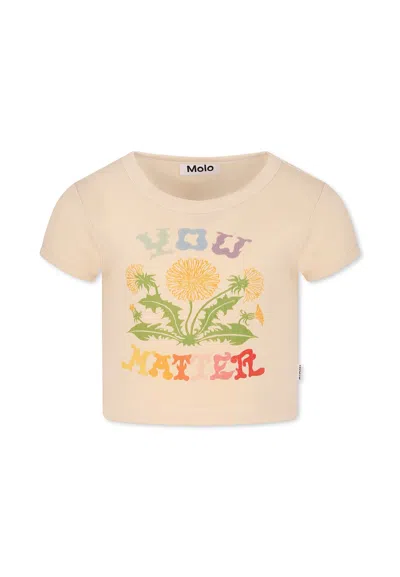 MOLO IVORY T-SHIRT FOR GIRL WITH FLOWERS