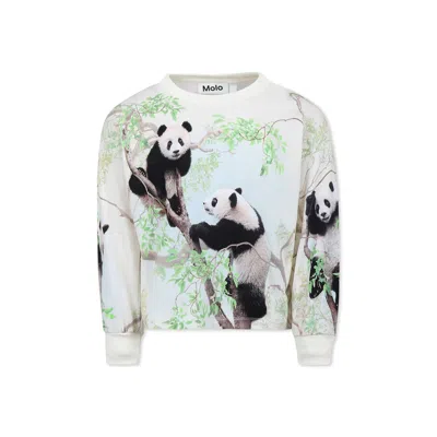 Molo Kids' Ivory T-shirt For Girl With Panda