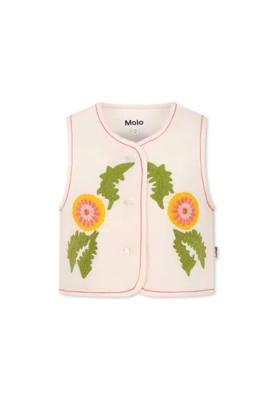 MOLO IVORY VEST FOR GIRL WITH FLOWERS