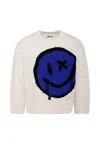 Molo Ivory Wool Sweater For Kids With Smile In White