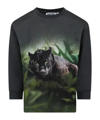 Molo Kids' Jaguar Printed T-shirt In Black