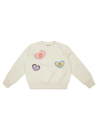 Molo Junior Felpa Gc Stampa Cuori In Bianco