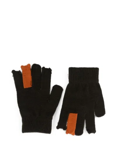 Molo Kids' Kaapo Animal-intarsia Knitted Gloves In Brown