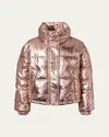Molo Kid's Hansine Metallic Quilted Jacket In Brown