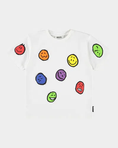 Molo Kid's Riley Graphic-print Short-sleeve T-shirt In White
