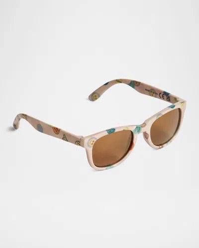 Molo Kid's Star Emoji-print Sunglasses In Brown