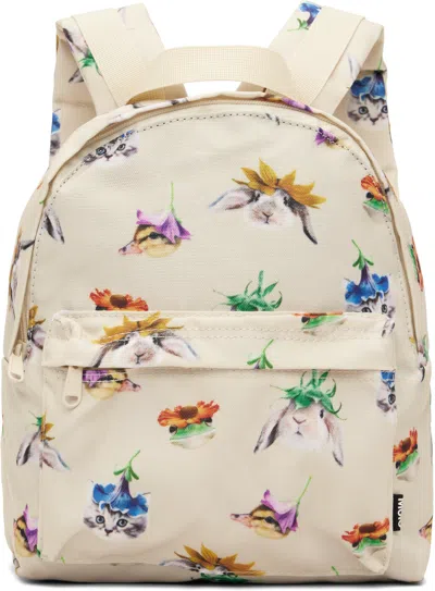 Molo Kids Off-white Floral Animal Backpack In Neutral