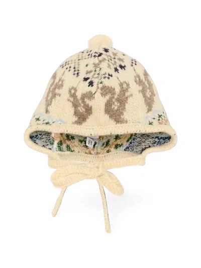 Molo Babies' Kikki Squirrel-intarsia Knitted Hat In Neutrals