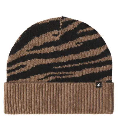 Molo Kids' Kipp Zebra-print Wool-blend Beanie In Brown