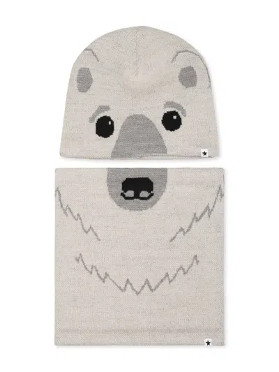 Molo Kids' Kleo Beanie Set In Neutrals