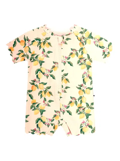 Molo Babies' Lemon-print Sun Protection Set In Yellow